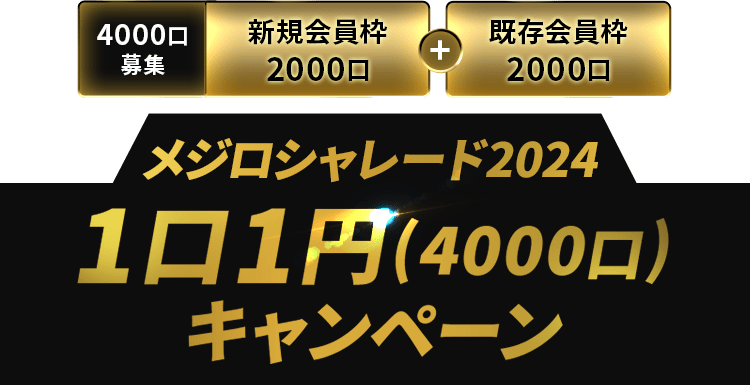 メジロシャレード2024 1口1円キャンペーン 2025/11/27～2026/1/7