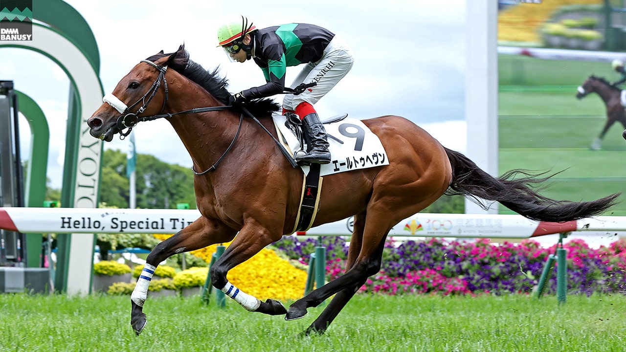 エールトゥヘヴンが先頭でゴールを駆け抜けている画像