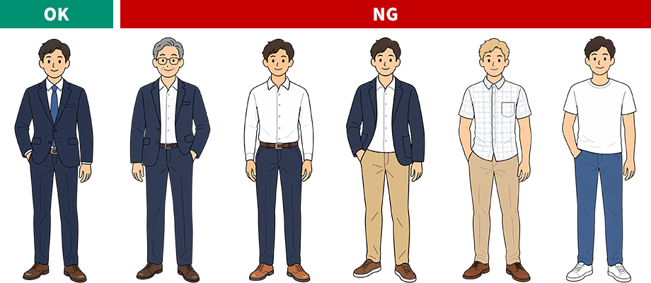 男性の通常時の服装例